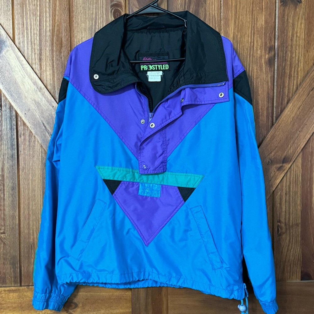 Vintage Prostyled Track Jacket Windbreaker retro pull over 1/2 zip snap 90s S